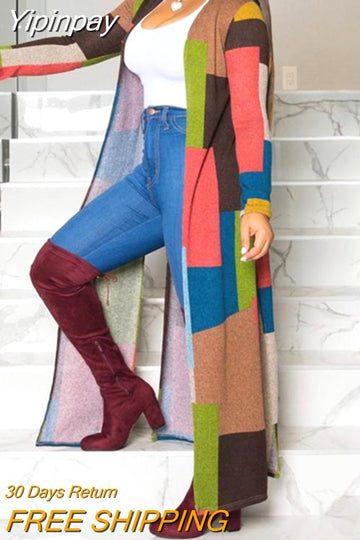 Yipinpay Long Sleeve Casual Longline Cardigan coat casual elegant autumn spring new fashion women's outfits female clothing